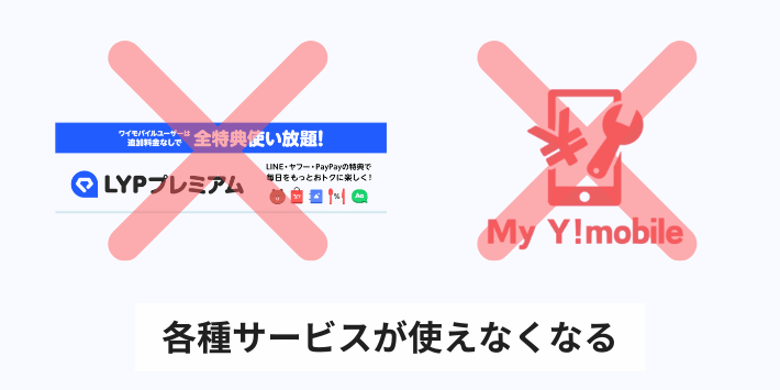各種サービスが使えなくなる