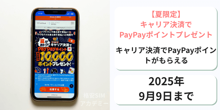 【夏限定】キャリア決済でPayPayポイントプレゼント