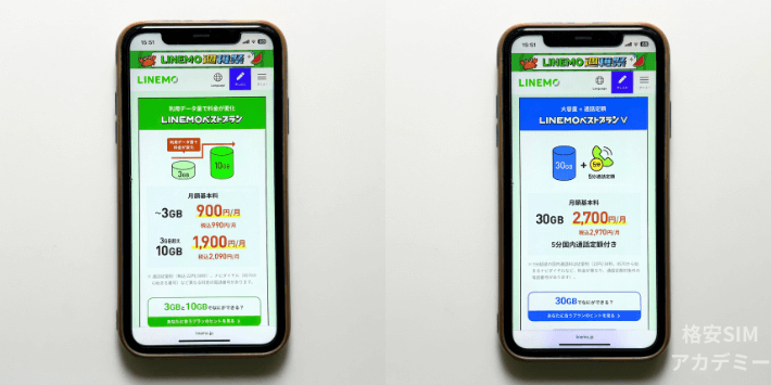月額基本料が安い2つのプラン