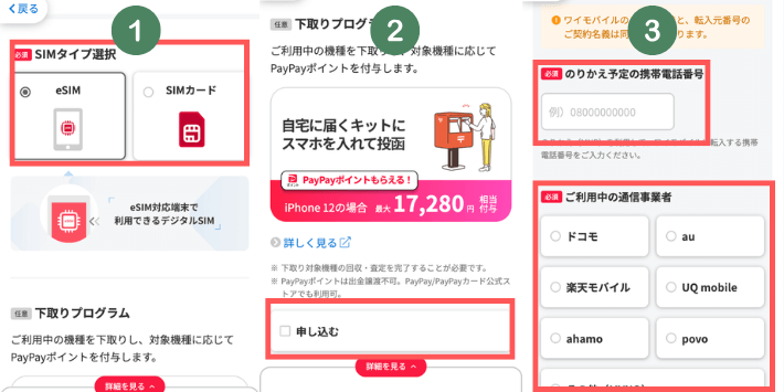 SIMタイプを選択する