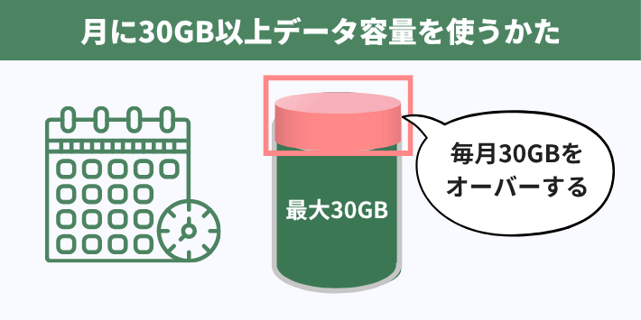 月に30GB以上データ容量を使うかた